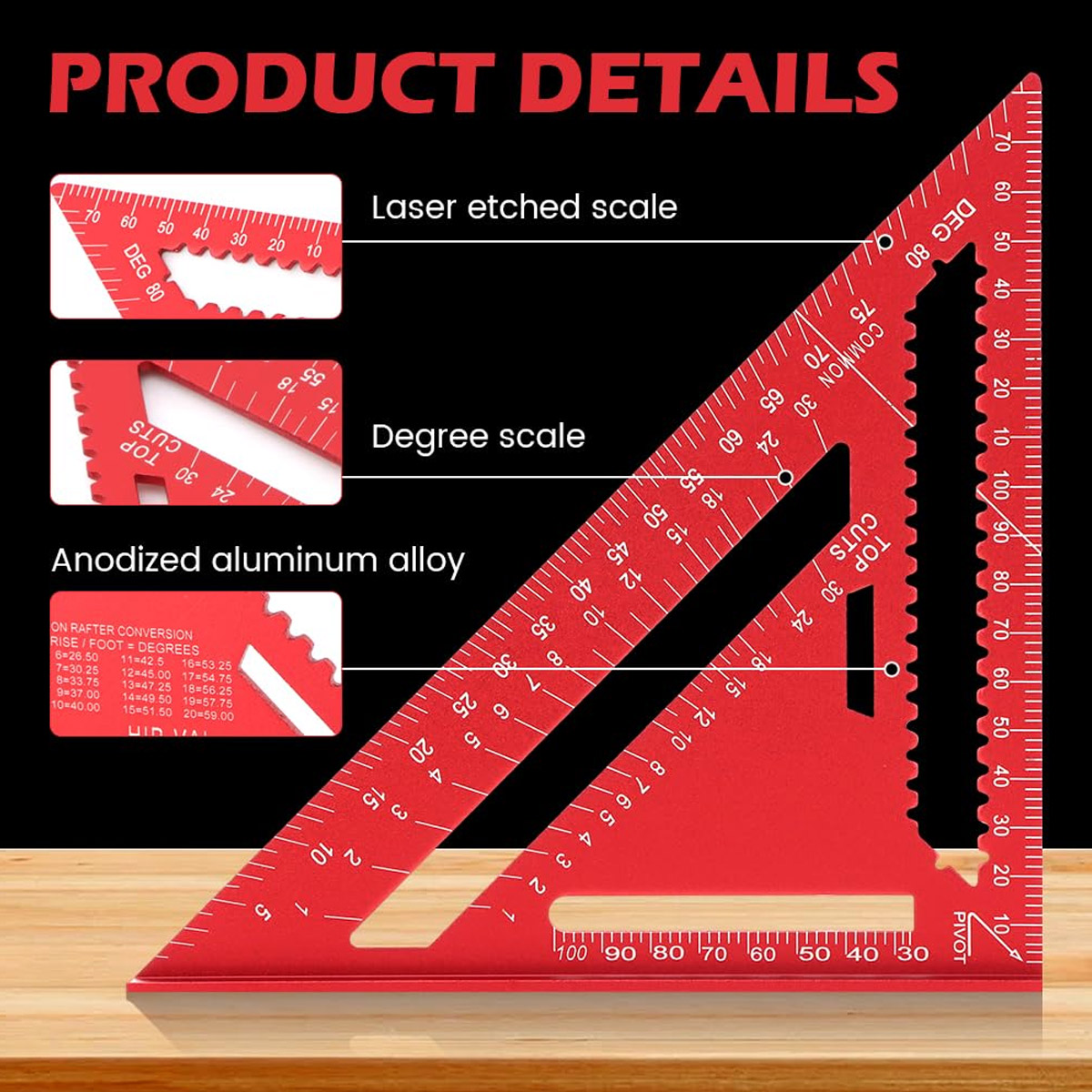 Woodworking Man - Aluminum Alloy Speed Square High Precision