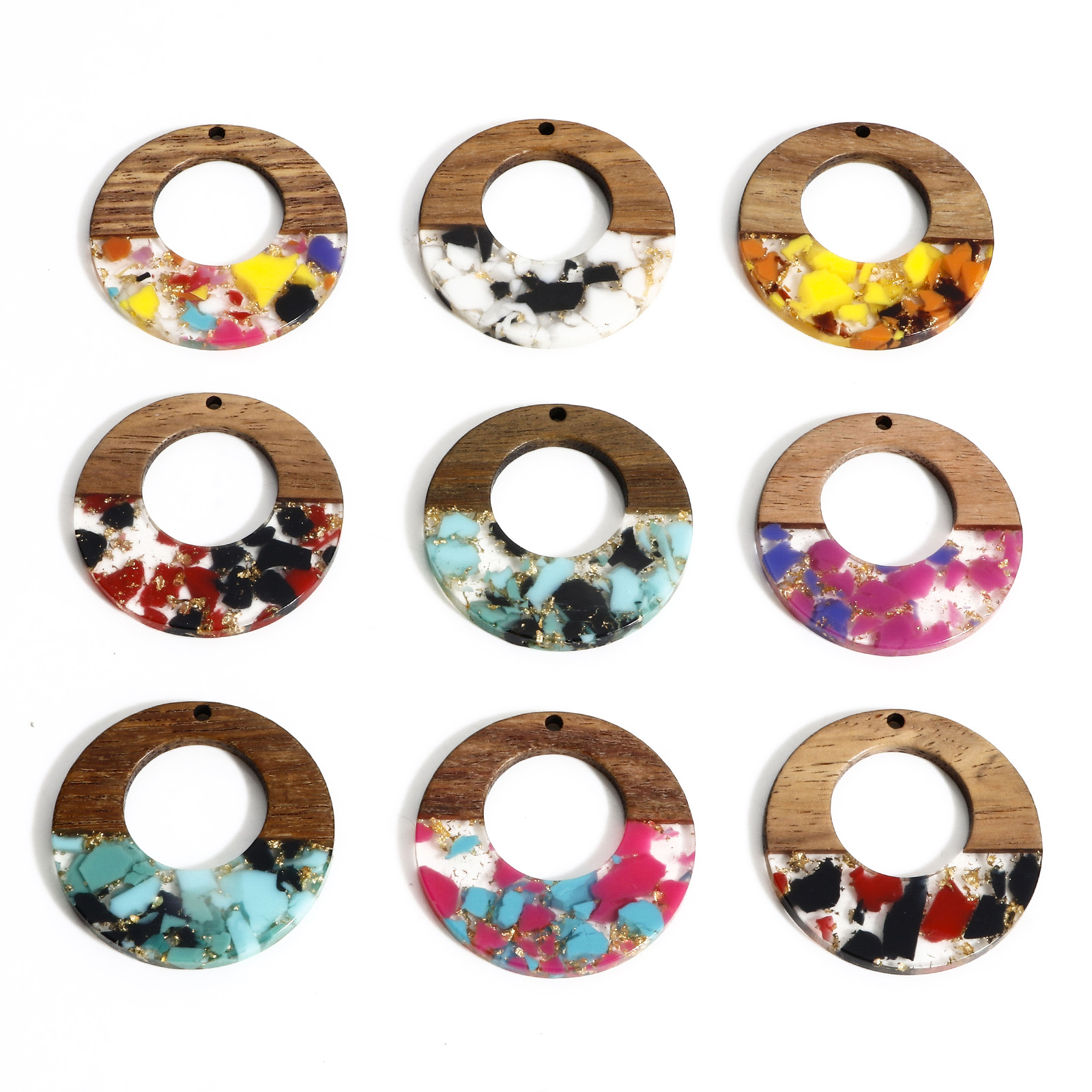 Woodworking Resin - 2Piece Vintage Wooden Charms Round Hollow