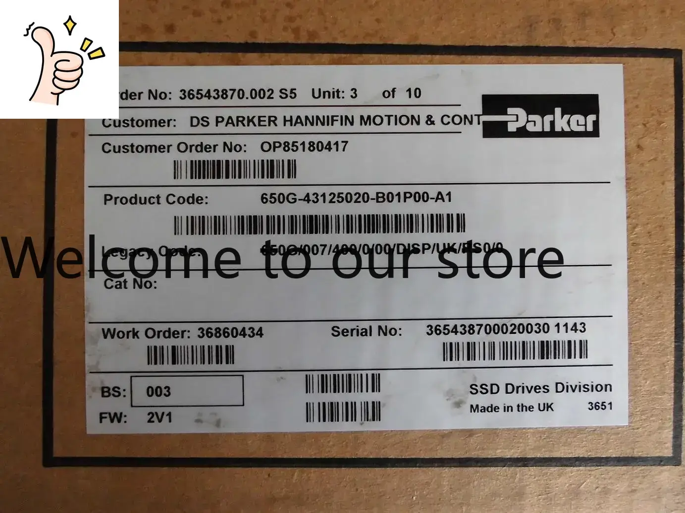 Woodworking Uk - 2025 Parker PARKER Inverter 650G/007/400/0/00/DISP/UK/RS0/0 380V