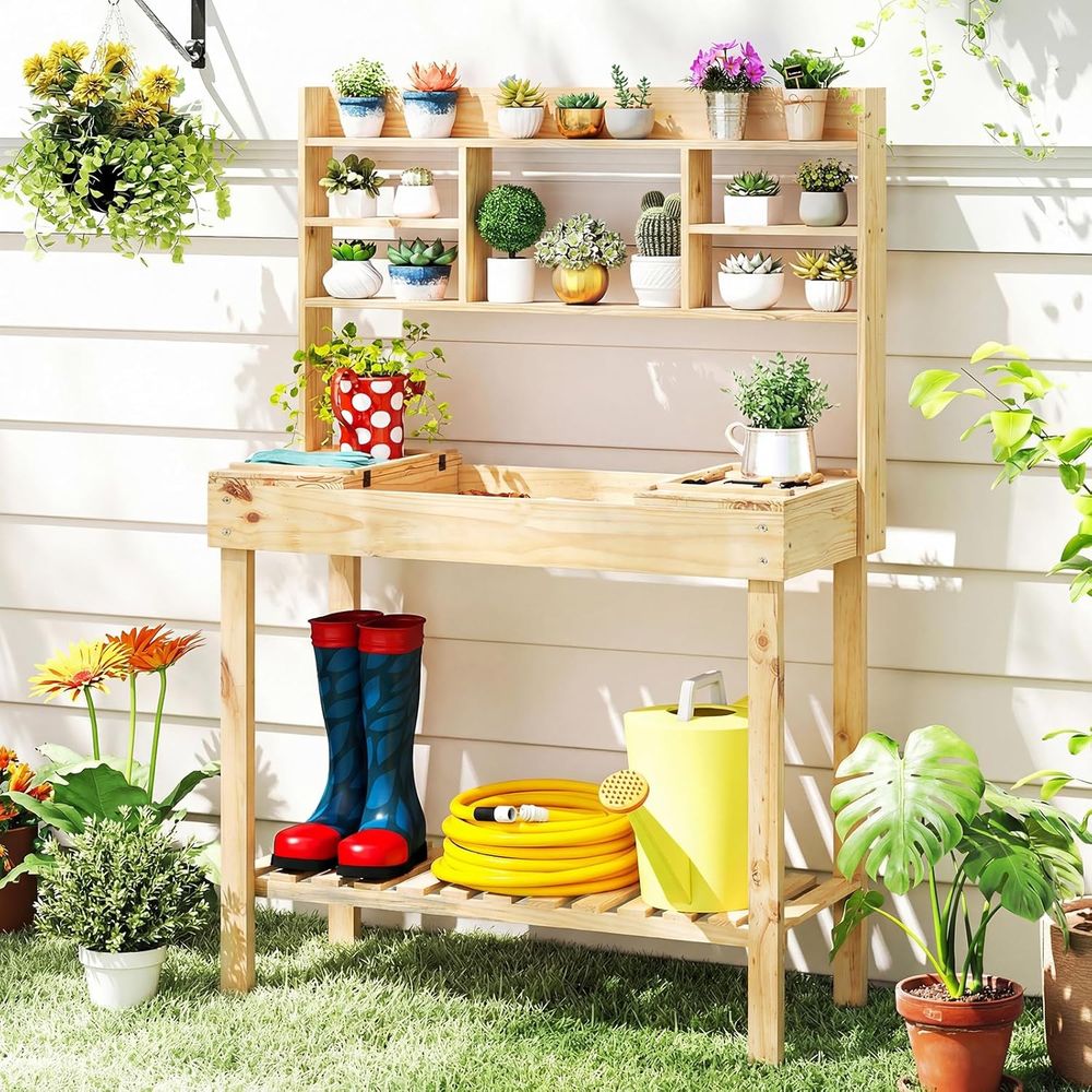 Woodworking Workbench - Potting Bench Table, 60” Wood Garden