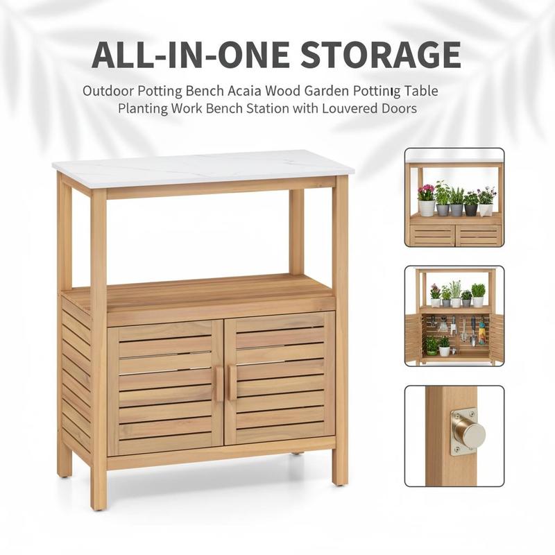 Outdoor Potting Bench Acacia W - đánh giá và giá Woodworking Workbench