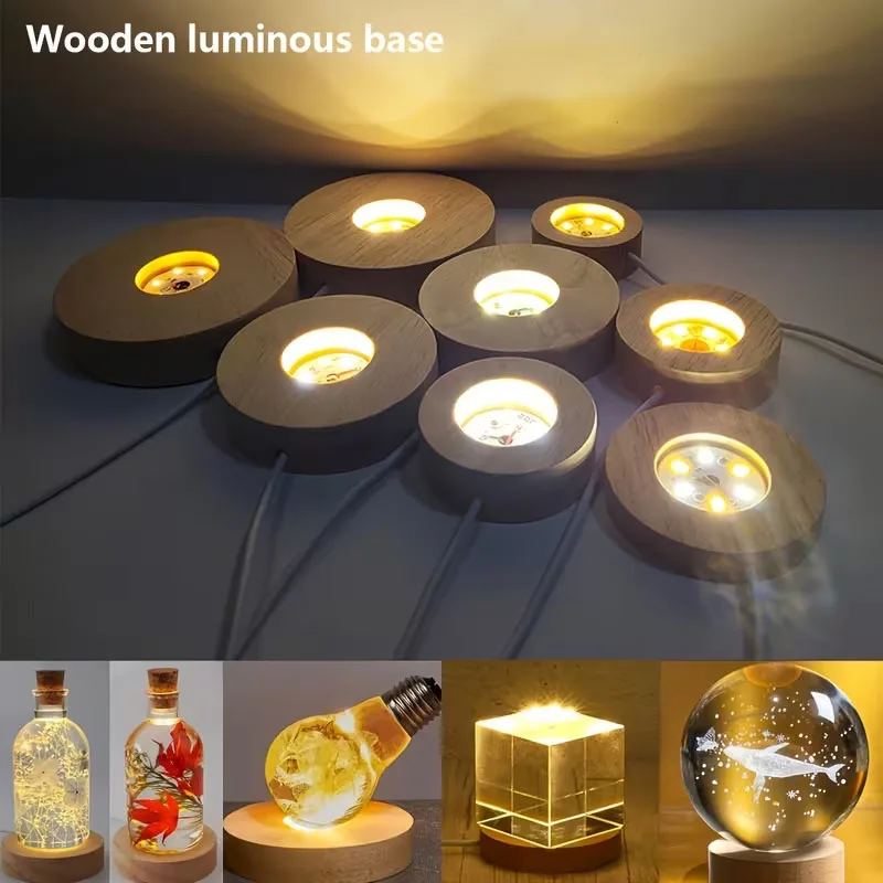 Wood Round LED Night Light Bas - đánh giá và giá Woodworking Resin