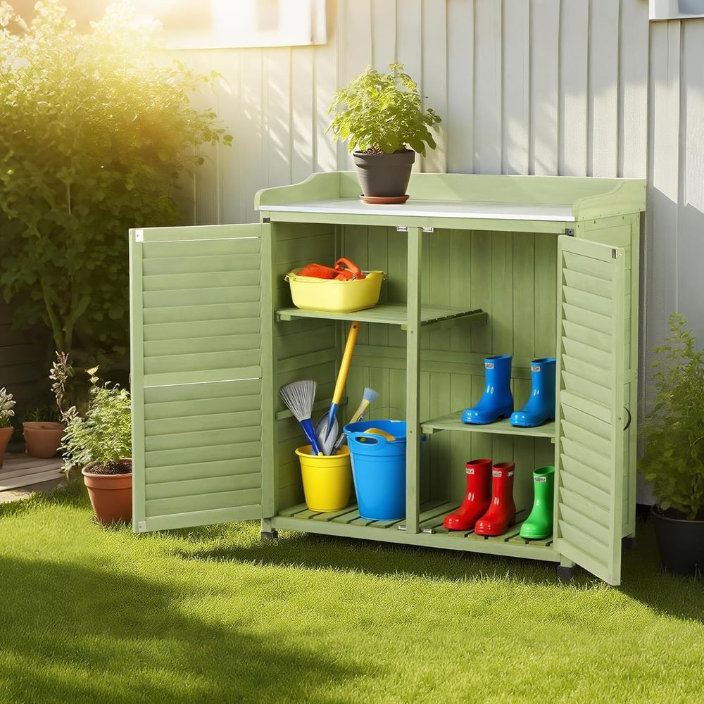 Outdoor Potting Bench with Met - đánh giá và giá Woodworking Workbench