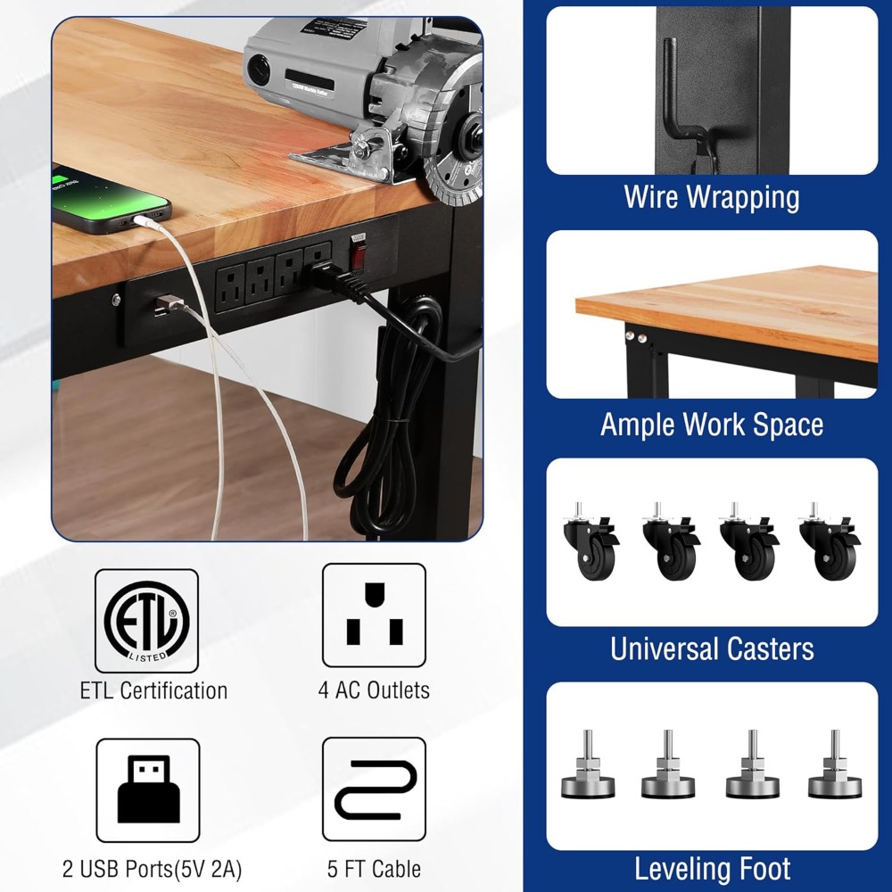 Garage Workbench, 48X22 Adjust - đánh giá và giá Woodworking Workbench