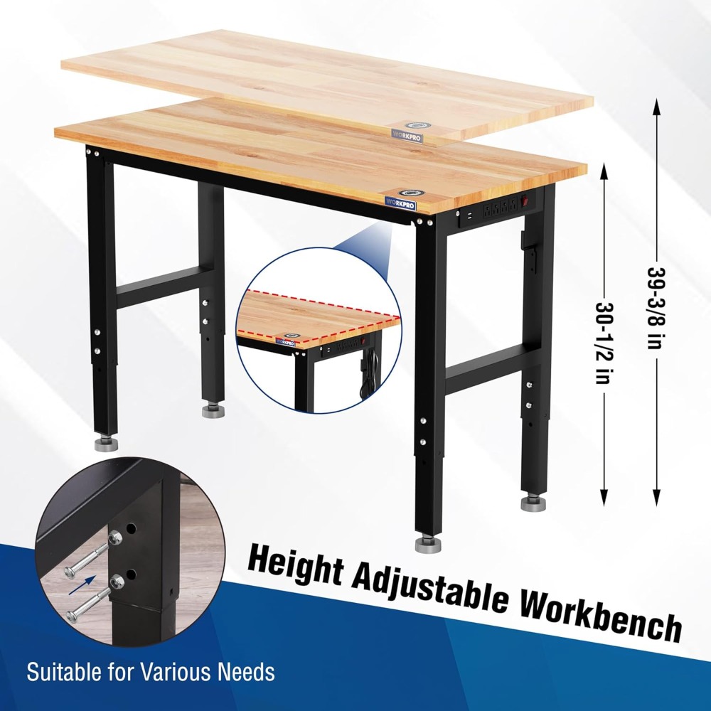 Garage Workbench, 48X22 Adjust - đánh giá và giá Woodworking Workbench