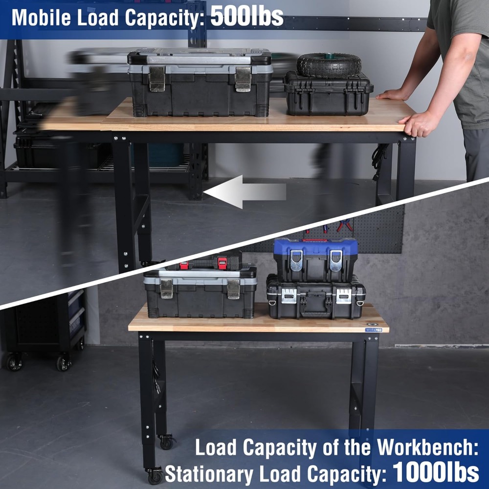 Garage Workbench, 48X22 Adjust - đánh giá và giá Woodworking Workbench