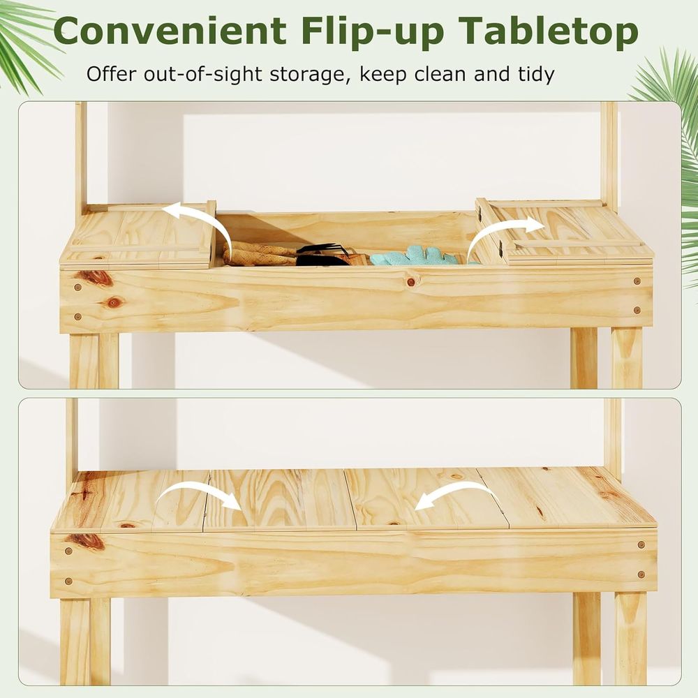 Potting Bench Table, 60” Wood  - đánh giá và giá Woodworking Workbench